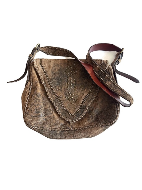 José Luis Handbags - Rare Jose Luis Lambskin Suede Leather Studded Crossbody Messenger Bag